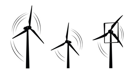 Black wind turbines with motion lines © Minal