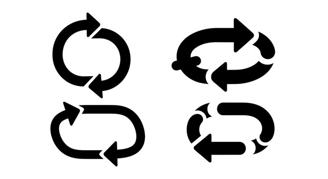 Circular Arrow Icons Set: Refresh, Repeat, Loop, Recycle Symbols