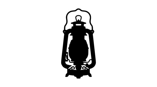 Vintage Oil Lantern Silhouette Isolated on White Background