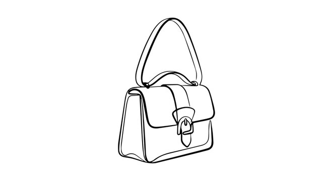 Elegant Handbag Vector Illustration, Classic Purse Design, Fashion Accessory Line Art, Chic Shoulder Bag