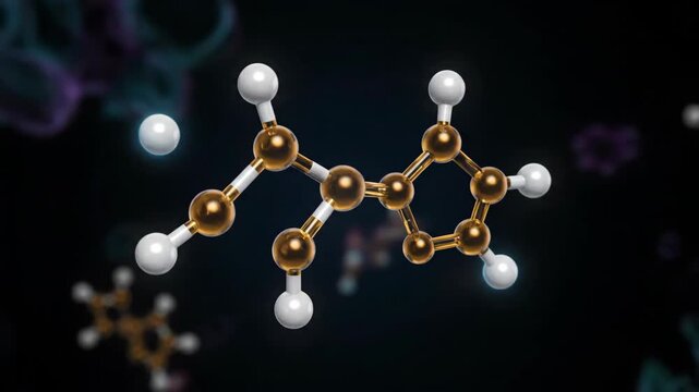 3D Animation of Estrogen Hormone Molecule with Glowing Receptor Binding Sites