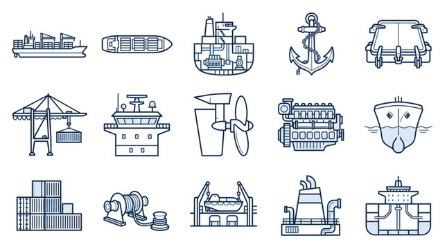 Maritime and Shipping Industry Icons Collection