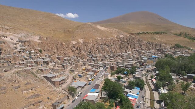 drone shot of kandovan villge in iran