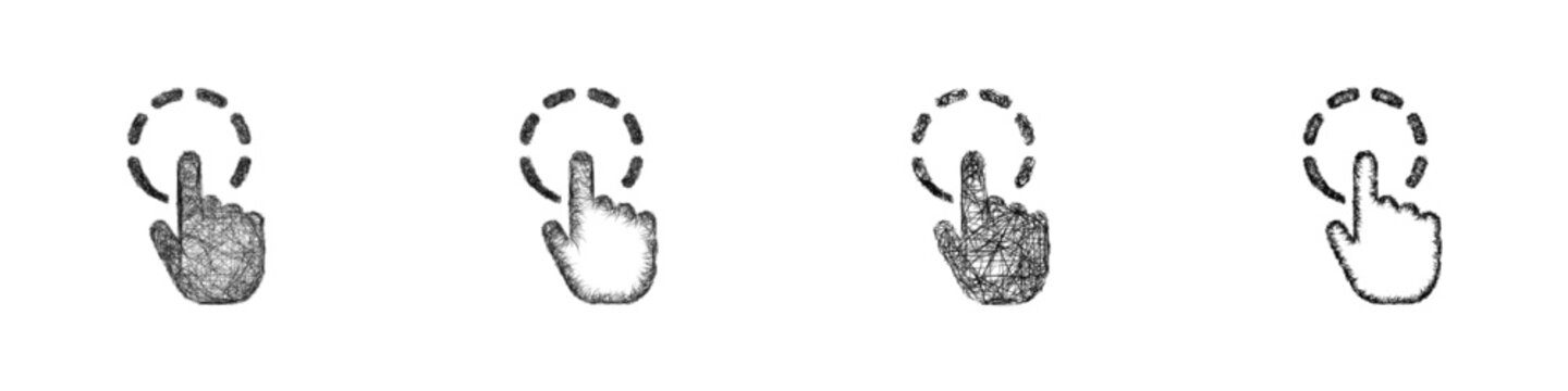 Sketch monochrome touch logo design set