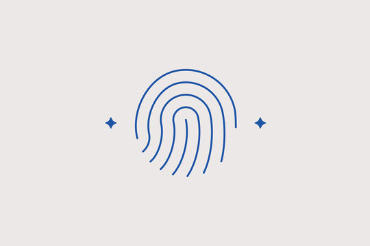 Human fingerprint biometric scanning layout line icon for digital identity verification tracking, secure mobile device login access. Excellent vector illustration for authorization setup assistants.