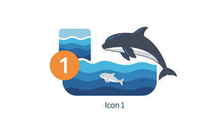 Fototapeta premium Dolphin Jumping Out of Water, Icon 1