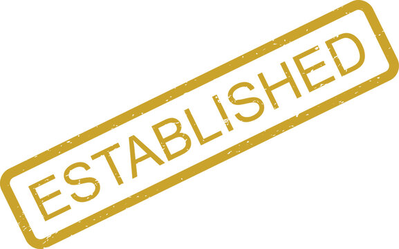 This prominent golden rectangular grunge stamp declares ESTABLISHED for a long standing business or reputable organization