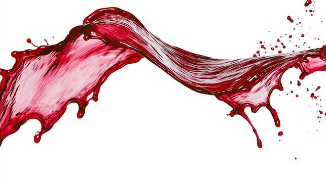 A vibrant red liquid splash on a clean white background with dynamic movement