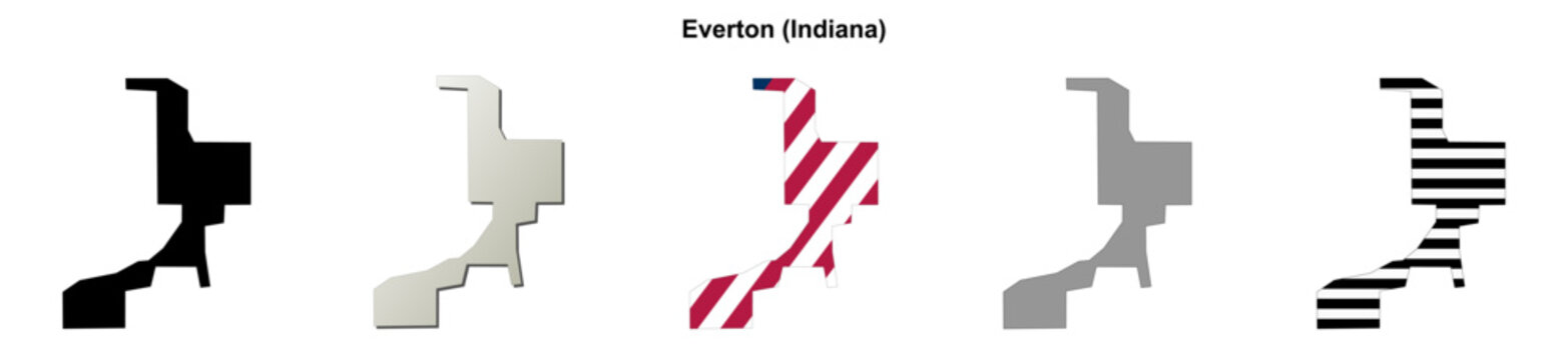Everton (Indiana) blank outline map set