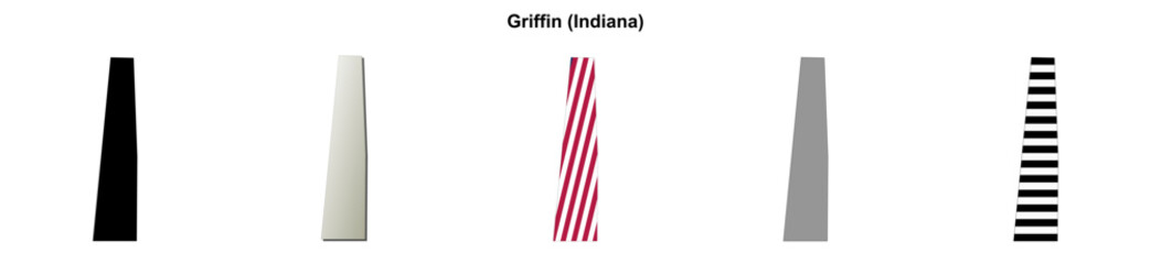 Fototapeta premium Griffin (Indiana) blank outline map set