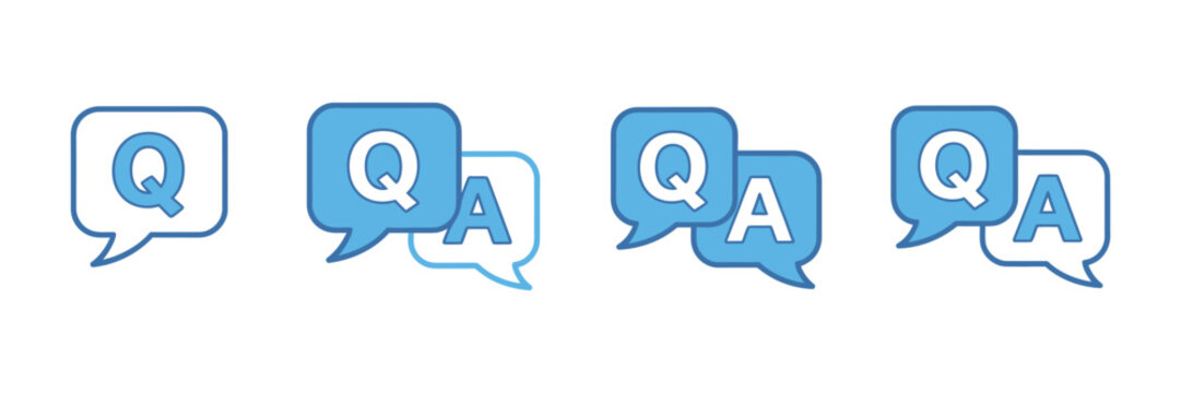 Questions and answers icon, communication badge with Q and A letters for customer support design
