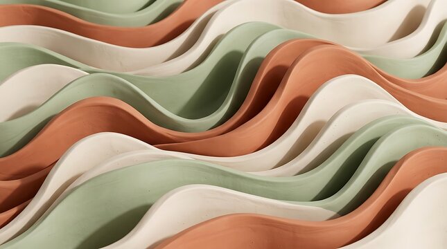 Abstract Claymorphic Wavy Pattern in Earthy Tones