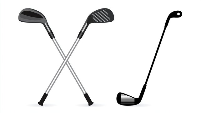 A set of golf clubs isolated on a white background for a golfing advertisement