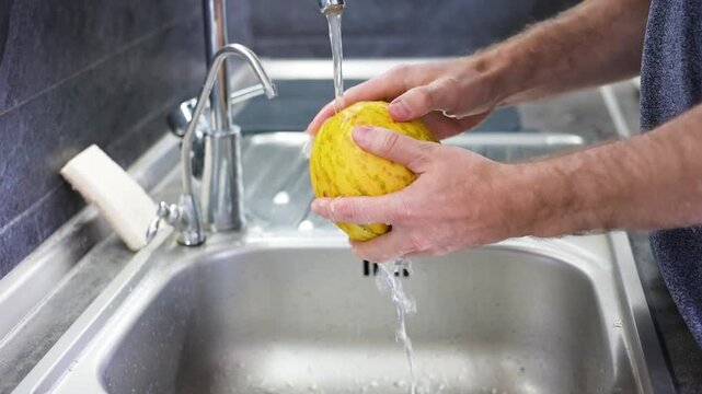 Man cracking apricot kernels with pliers at wooden kitchen table preparing healthy Full HD ingredients video