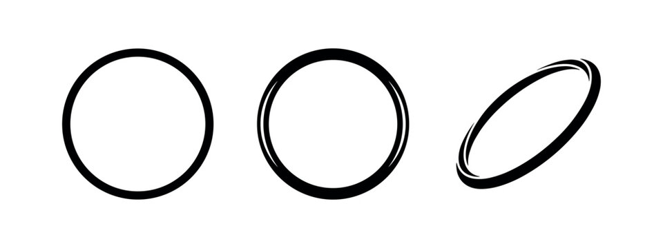 Ring and Circle Frame Icons Set. Abstract Outline Shapes.