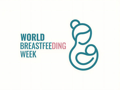 Minimal logo for world breastfeeding week using simple teal circular strokes.