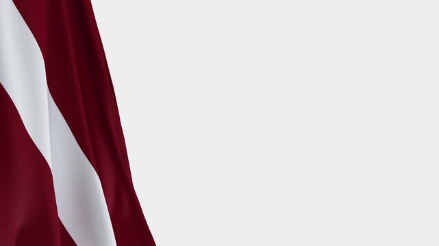 Latvia Flag on Left Side, Waving National Symbol with Copy Space