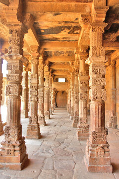 The Qutb Minar complex monuments and buildings from the Delhi Sultanate at Mehrauli in Delhi, India