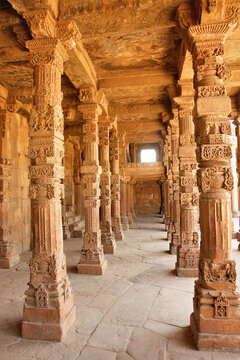 The Qutb Minar complex monuments and buildings from the Delhi Sultanate at Mehrauli in Delhi, India