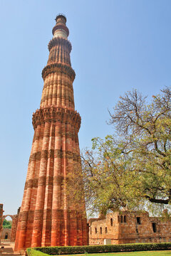 The Qutb Minar, also spelled Qutub Minar and Qutab Minar a minaret in  Mehrauli, South Delhi, India