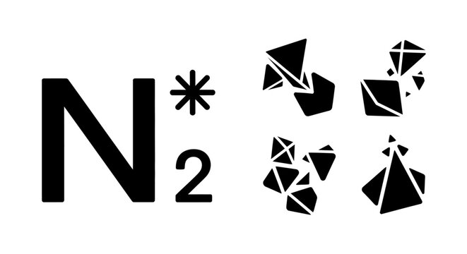 Nitrogen Gas Molecule N2 Symbol and Abstract Geometric Shapes