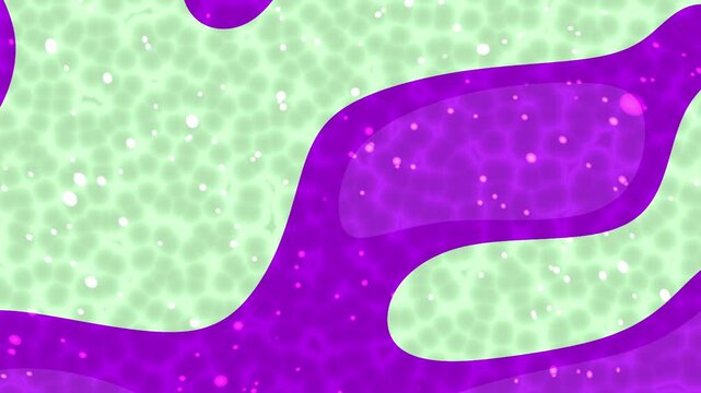 Abstract microscopic view of purple fluid flowing through green cellular structures.