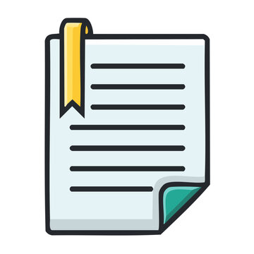 Flat document icon with yellow ribbon