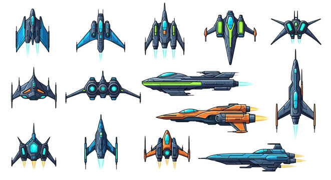 Galactic Fleet: Futuristic Sci-Fi Spaceship Game Asset Set