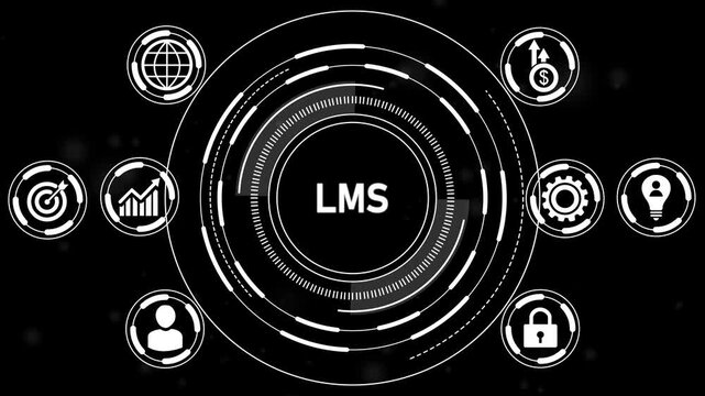 LMS Learning Management System Concept with Digital Education Platform, Online Training, E-Learning Technology, Virtual Classroom, Knowledge Sharing, Student Progress Tracking,
