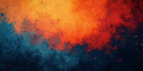 Fototapeta premium A vibrant explosion of fiery orange and deep blue hues creates a dynamic, abstract composition, evoking a sense of powerful energy and mystery.