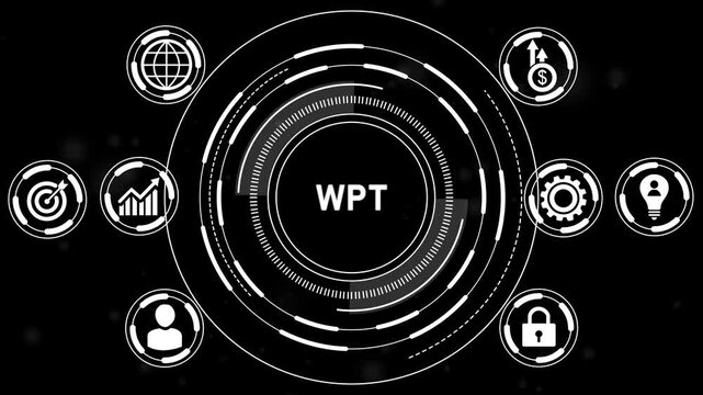 WPT - Wireless Power Transfer Technology Background. Inductive Charging, Resonant Coupling, Charging, and Energy Transfer Symbols.4k animation video.