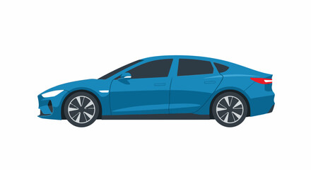 Obraz premium A sleek, blue, four-door sedan with tinted windows and modern wheel design