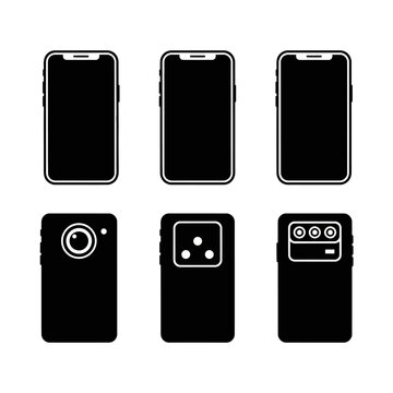 Smartphone Icons: Front View & Camera Modules