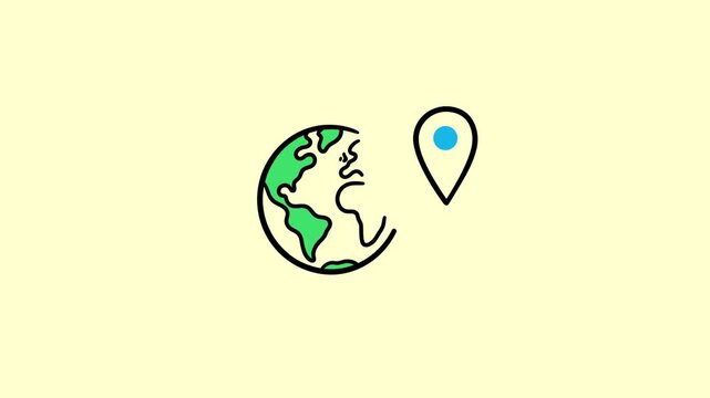 A simple illustration of Earth with a location pin on a map