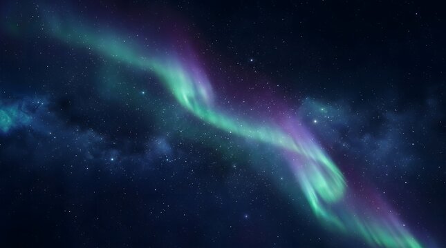 Vibrant aurora borealis display over starry night sky
