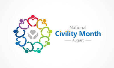 Fototapeta premium National Civility Month observed every year in August to promote respectful interactions, empathy, and kindness in our communities and workplaces. Vector illustration
