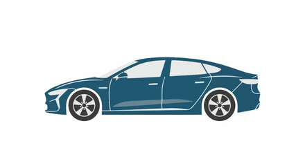 Obraz premium Sleek, dark blue sedan with minimalist design, white trim, and dark wheels