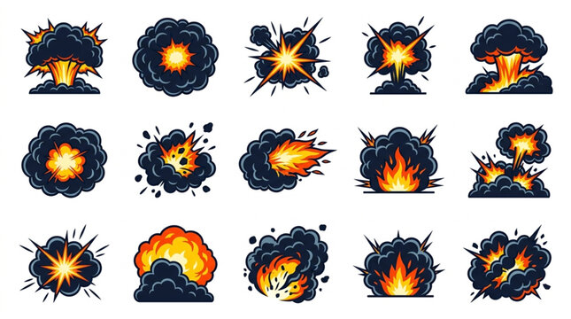 Explosion and Fire Effects Illustration Set