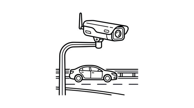 Surveillance Camera Monitoring Traffic Flow on Highway with Passing Car