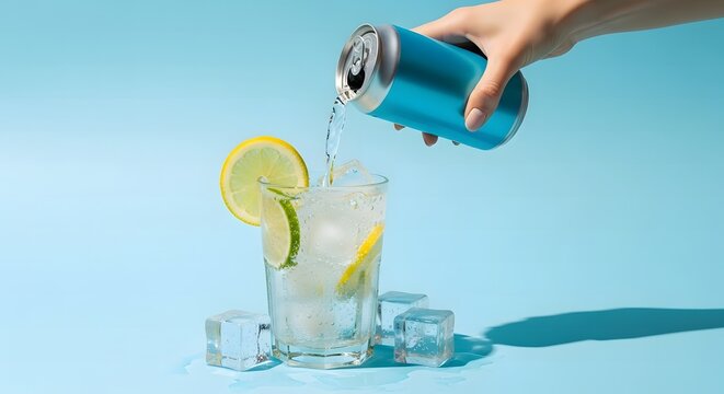 Summer Refreshment Concept with Sparkling Water and Citrus Fruits