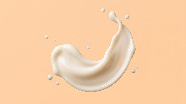 Creamy White Cosmetic Lotion Swirl Texture Smooth Skin Care Product Splash Background