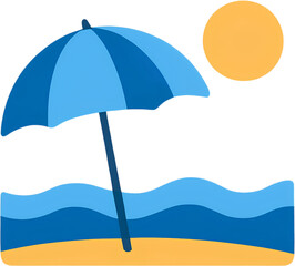 Obraz premium Blue beach umbrella and sun on white background