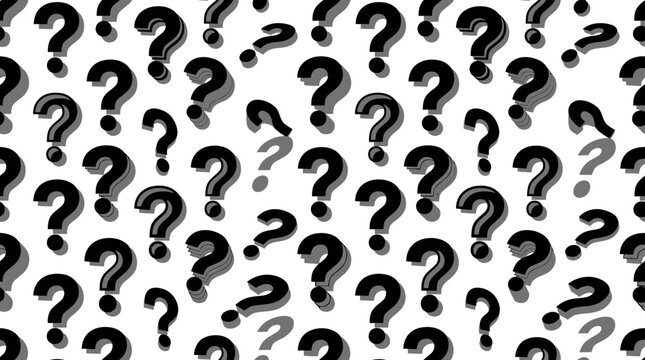 Seamless pattern with black question marks on a white background.