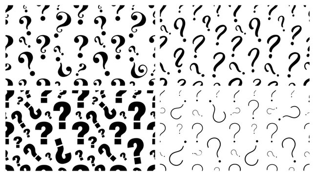Seamless pattern with various black question marks.