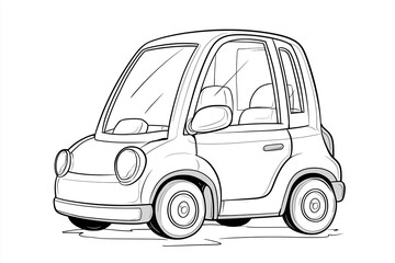 Cute Cartoon Car Coloring Page for Kids Simple Vehicle Line Art Printable Activity Book