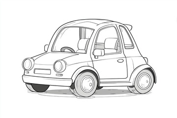 Cute Cartoon Car Coloring Page for Kids Simple Vehicle Line Art Printable Activity Book