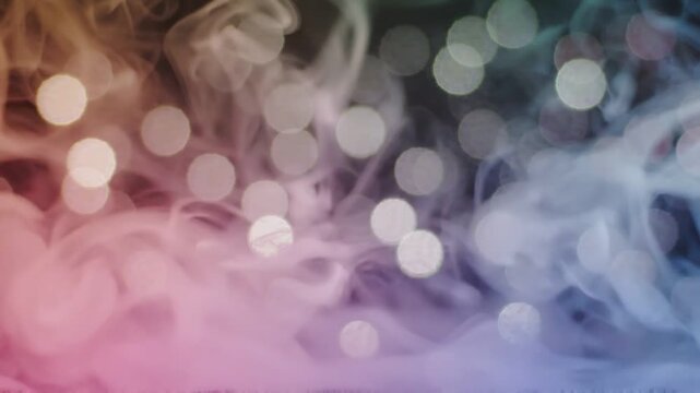 Ethereal Atmosphere: A Mesmerizing Display of Colorful Smoke and Blurred Lights Creating a Dreamlike Visual Experience