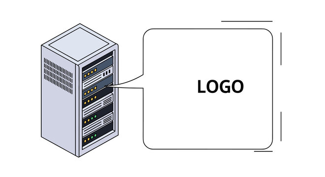 Single rack unit featuring a large rectangular empty placeholder panel for custom branding and logo placement in server room setups.