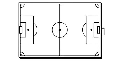 Soccer field marking elements collection with football pitch layouts, center circles, penalty areas, corner arcs and tactical diagram components © MSTROUJATOUS