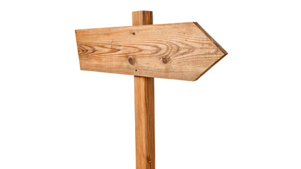 Blank rustic wooden signpost arrow pointing to the right direction choice isolated on transparent background © AAAstock2025